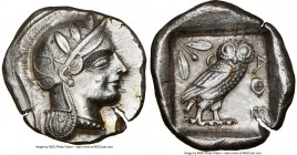 ATTICA. Athens. Ca. 440-404 BC. AR tetradrachm (26mm, 17.14 gm, 3h). NGC AU 5/5 - 1/5, brushed. Mid-mass coinage issue. Head of Athena right, wearing ...