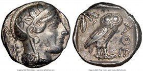 ATTICA. Athens. Ca. 440-404 BC. AR tetradrachm (24mm, 17.16 gm, 6h). NGC Choice XF 5/5 - 4/5. Mid-mass coinage issue. Head of Athena right, wearing cr...