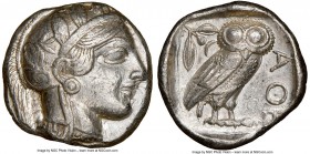 ATTICA. Athens. Ca. 440-404 BC. AR tetradrachm (24mm, 17.19 gm, 1h). NGC Choice XF 5/5 - 3/5. Mid-mass coinage issue. Head of Athena right, wearing cr...