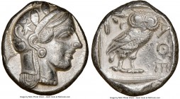 ATTICA. Athens. Ca. 440-404 BC. AR tetradrachm (25mm, 17.05 gm, 12h). NGC Choice XF 4/5 - 3/5. Mid-mass coinage issue. Head of Athena right, wearing c...