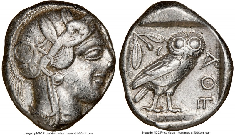 ATTICA. Athens. Ca. 440-404 BC. AR tetradrachm (25mm, 17.10 gm, 7h). NGC XF 4/5 ...