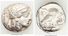 ATTICA. Athens. Ca. 440-404 BC. AR tetradrachm (26mm, 17.14 gm, 11h). AU, brushed. Mid-mass coinage issue. Head of Athena right, wearing crested Attic...