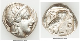 ATTICA. Athens. Ca. 440-404 BC. AR tetradrachm (24mm, 17.17 gm, 9h). XF. Mid-mass coinage issue. Head of Athena right, wearing crested Attic helmet or...