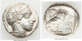 ATTICA. Athens. Ca. 440-404 BC. AR tetradrachm (24mm, 17.19 gm, 4h). AU, brushed, test cut. Mid-mass coinage issue. Head of Athena right, wearing cres...