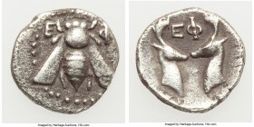 IONIA. Ephesus. Ca. 390-325 BC. AR diobol (11mm, 0.91 gm, 1h). VF. E-Φ, bee with straight wings, seen from above; dotted border / EΦ, two stag heads c...