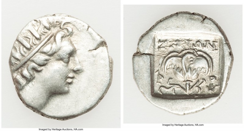 CARIAN ISLANDS. Rhodes. Ca. 88-84 BC. AR drachm (14mm, 1.88 gm, 2h). VF. Plintho...