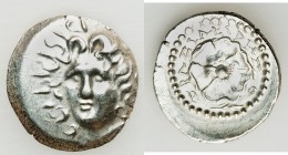 CARIAN ISLANDS. Rhodes. Ca. 40 BC-AD 25. AR drachm (19mm, 3.93 gm, 6h). Choice XF. Basileides, magistrate. Radiate head of Helios facing, turned sligh...