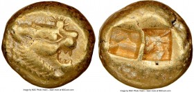 LYDIAN KINGDOM. Alyattes or Walwet (ca. 610-546 BC). EL third-stater or trite (12mm, 4.74 gm). NGC Choice VF 5/5 - 4/5. Uninscribed, Lydo-Milesian sta...