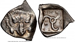 LYCIAN DYNASTS. Mithrapata (ca. 390-360 BC). AR sixth-stater (15mm, 1.36 gm, 8h). NGC MS 4/5 - 4/5. Uncertain mint. Lion scalp facing / MEΘ-PAΠ-AT-A, ...