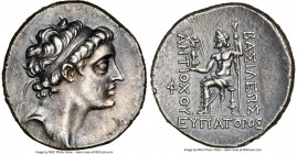 SELEUCID KINGDOM. Antiochus V Eupator (164-162 BC). AR tetradrachm (20mm, 11h). NGC Choice XF, brushed. Antioch on the Orontes. Diademed head of Antio...
