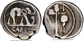 Julius Caesar, as Dictator (49-44 BC). AR denarius (18mm, 3.88 gm, 11h). NGC Choice Fine 3/5 - 4/5. Military mint traveling with Caesar in northern It...