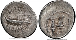 Marc Antony, as Triumvir and Imperator (44-30 BC). AR denarius (20mm, 6h). NGC Choice Fine, marks. Legionary issue, mint moving with Antony in Greece ...