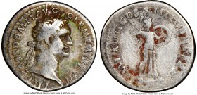 Domitian (AD 81-96). AR denarius (20mm, 5h). NGC Fine. Rome, AD 86. IMP CAES DOMIT AVG-GERM P M TR P VII, laureate head of Domitian right/ IMP XIIII C...