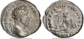 Marcus Aurelius (AD 161-180). AR denarius (18mm, 12h). NGC Choice VF. Rome, AD 163-164. ANTONINVS AVG ARMENIACVS, laureate, draped bust of Marcus Aure...