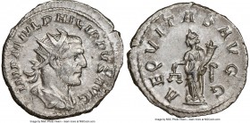 Philip I (AD 244-249). AR antoninianus (23mm, 1h). NGC AU. Rome, AD 244-247. IMP M IVL PHILIPPVS AVG, radiate, draped and cuirassed bust of Philip I r...