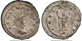 Gallienus (AD 253-268). BI antoninianus (23mm, 5h). NGC AU, Silvering. Rome, 6th officina, AD 265-267. GALLIENVS P F AVG, radiate, cuirassed bust of G...