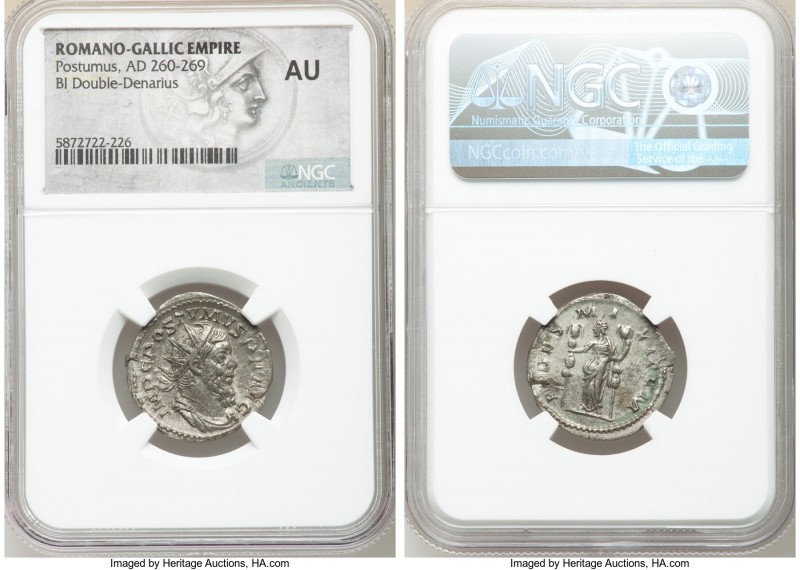 Postumus, Romano-Gallic Empire (AD 260-269). BI antoninianus (23mm, 1h). NGC AU....