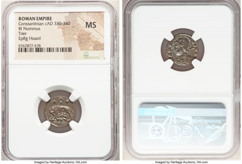 Constantinople Commemorative (ca. AD 330-340). AE3 or BI nummus (16mm, 6h). NGC ...