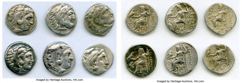 ANCIENT LOTS. Greek. Macedonian Kingdom. Ca. 336-317 BC. Lot of six (6) AR drach...