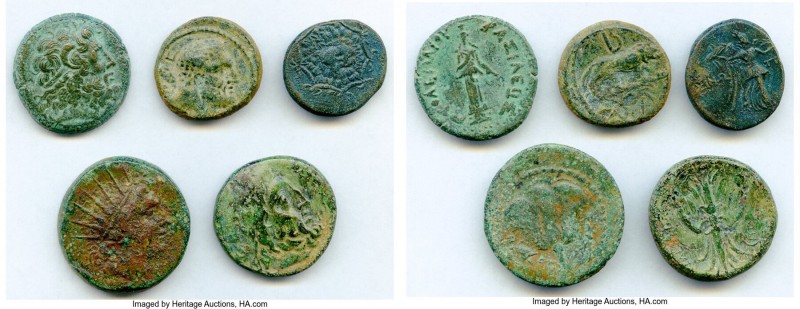 ANCIENT LOTS. Greek. Mixed. Lot of five (5) AE issues. Fine-VF. Includes: (5) AE...