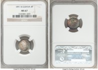 British Colony. Victoria 4 Pence 1891 MS67 NGC, KM26. Colorfully toned with gun-metal blue, rose and gold.. 

HID09801242017

© 2020 Heritage Auct...