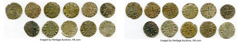 Principality of Antioch 11-Piece Lot of Uncertified Bohemond Era "Helmet" Denier...