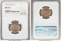 Republic 5 Centavos 1915 MS65+ NGC, Philadelphia mint, KM11.1. Lustrous with dove-gray patina. 

HID09801242017

© 2020 Heritage Auctions | All Ri...