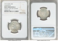 Republic Mint Error - Struck off Center "Low Relief" 20 Centavos 1915 MS61 NGC, Philadelphia mint, KM13.2. Mint error struck 10% off center. 

HID09...