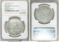 Republic Pair of Certified Mint Error "ABC" Pesos AU Details (Cleaned) NGC, 1) Mint Error - Partial Collar Peso 1934 2) Mint Error - Obverse Laminatio...