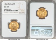 Republic gold 5 Pesos 1915 MS62 NGC, Philadelphia mint, KM19. AGW 0.2419 oz. 

HID09801242017

© 2020 Heritage Auctions | All Rights Reserved