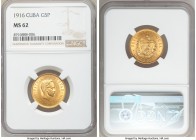 Republic gold 5 Pesos 1916 MS62 NGC, Philadelphia mint, KM19.

HID09801242017

© 2020 Heritage Auctions | All Rights Reserved