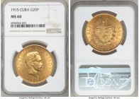 Republic gold 20 Pesos 1915 MS60 NGC, Philadelphia mint, KM21. One year type. 

HID09801242017

© 2020 Heritage Auctions | All Rights Reserved