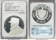 Republic Proof "Fidel Castro" 20 Pesos (2 oz) 1993 PR69 Ultra Cameo NGC, Havana mint, KM471.1. 40th anniversary of Moncada issue. 

HID09801242017
...