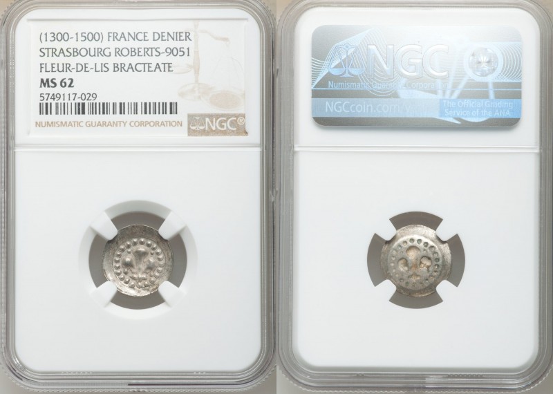 Strasbourg. Anonymous Denier (Fleur-de-Lis Bracteate) ND (1300-1500) MS62 NGC, R...