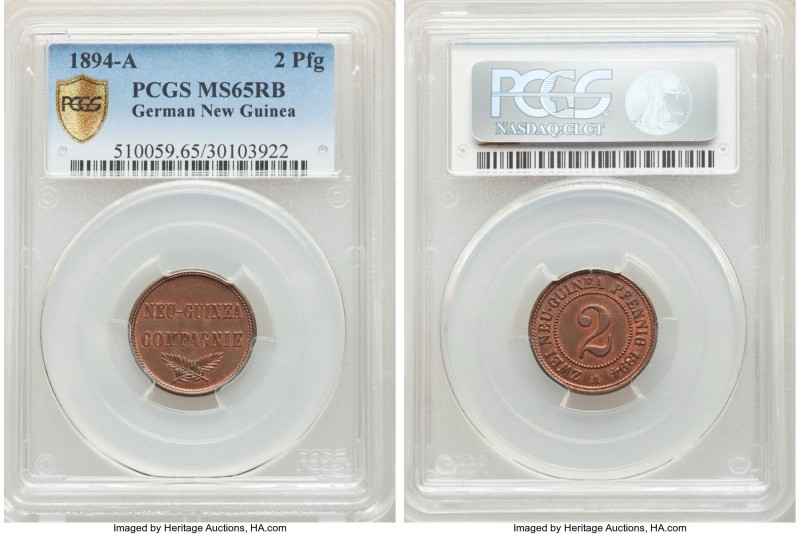 German Colony. Wilhelm II 2 Pfennig 1894-A MS65 Red and Brown PCGS, Berlin mint,...