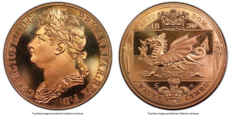 George IV brass INA Retro Fantasy Issue "Wales" Crown 1830-Dated (2007) MS67 PCG...