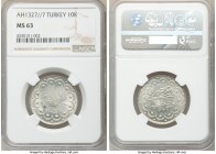 Ottoman Empire. Mehmed V 10 Kurush AH 1327 Year 7 (1915/1916) MS63 NGC, Constantinople mint (in Turkey), KM772. 

HID09801242017

© 2020 Heritage ...