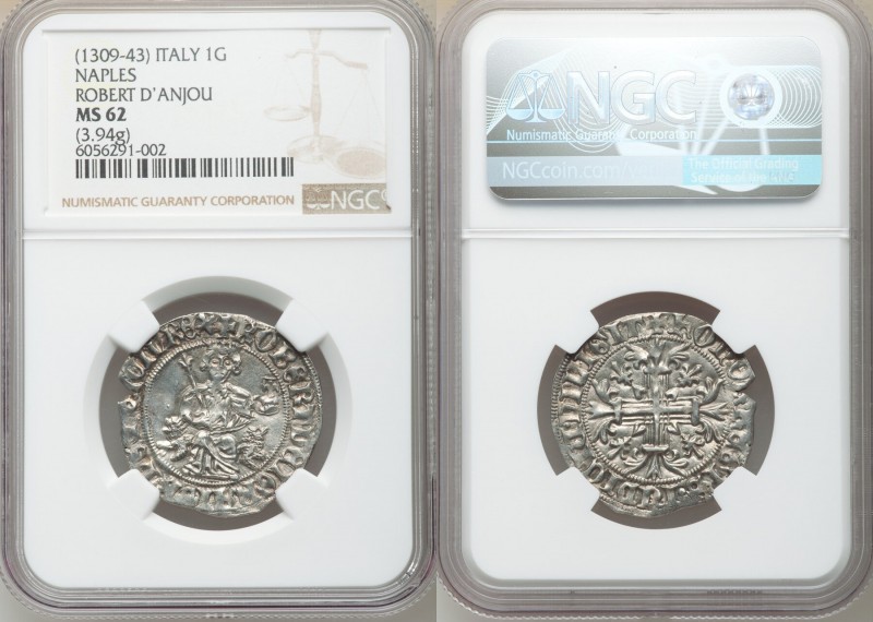 Naples & Sicily. Robert d'Anjou Gigliato ND (1309-1343) MS62 NGC, 26mm. 3.94gm. ...