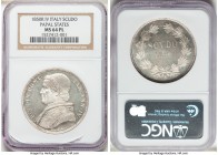 Papal States. Pius IX Scudo Anno IV (1850)-R MS64 Prooflike NGC, Rome mint, KM1336.2. Mintage: 9,222. First year of type. Bright white with Prooflike ...