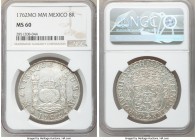 Charles III 8 Reales 1762 Mo-MM MS60 NGC, Mexico City mint, KM105. Tip of cross between H and I in legend. Exceptional strike, residual luster and lig...