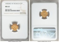 Republic gold Peso 1905 Mo-M MS63 NGC, Mexico City mint, KM410.5. Mintage: 3,429.

HID09801242017

© 2020 Heritage Auctions | All Rights Reserved