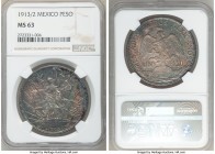 Estados Unidos "Caballito" Peso 1913/2 MS63 NGC, Mexico City mint, KM453. Colorful toning in darker stormy shades. Scarce overdate. 

HID09801242017...