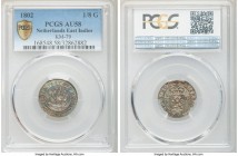 Dutch Colony. Batavian Republic 1/8 Gulden 1802 AU58 PCGS, Harderwijk mint, KM79. Multi-colored toning both sides in blue, green, orange, gold and yel...