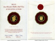 Republic gold Proof "500th Anniversary - Birth of Balboa" 100 Balboas 1975-FM, Franklin mint, KM41. Encased in Franklin mint sealed envelope within vi...