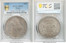 Republic Tallero 1765 MS62 PCGS, KM18, Dav-1639. Rose-gold and gray toned without the usual adjustment marks. 

HID09801242017

© 2020 Heritage Au...