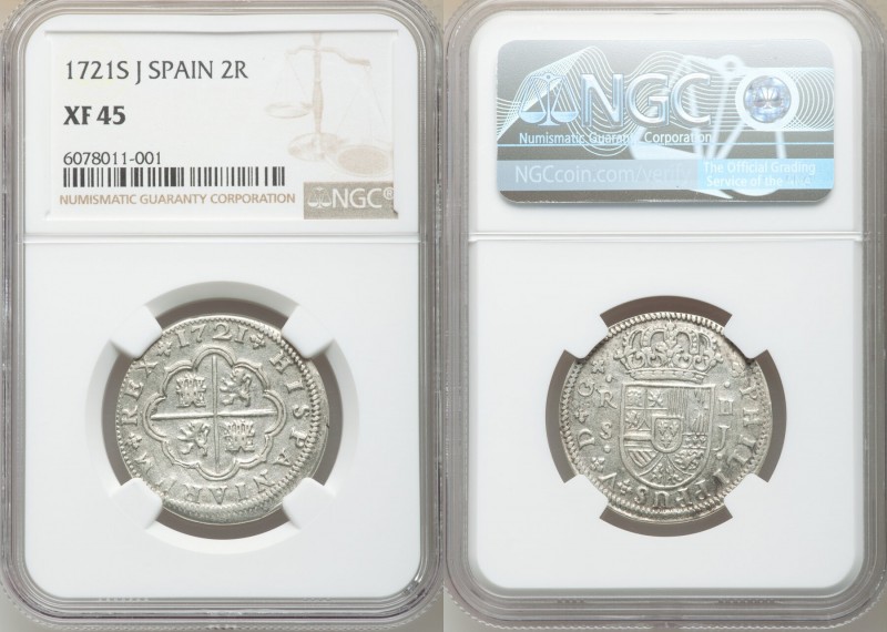 Philip V 2 Reales 1721 S-J XF45 NGC, Seville mint, KM307. 

HID09801242017

...