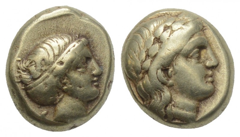 Greek 
LESBOS, Mytilene. Circa 377-326 BC. EL Hekte 2.53gr. 10.3mm
 Laureate hea...