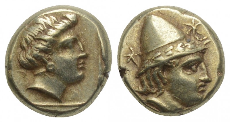 Greek
LESBOS, Mytilene. Circa 377-326 BC. EL Hekte. 2.54gr. 10.7mm
Head of Kabei...