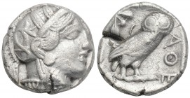 Greek
 ATTICA, Athens. Circa 454-404 BC. AR Tetradrachm 16.7gr 24.5mm
Helmeted head of Athena right, with frontal eye / Owl standing right, head facin...