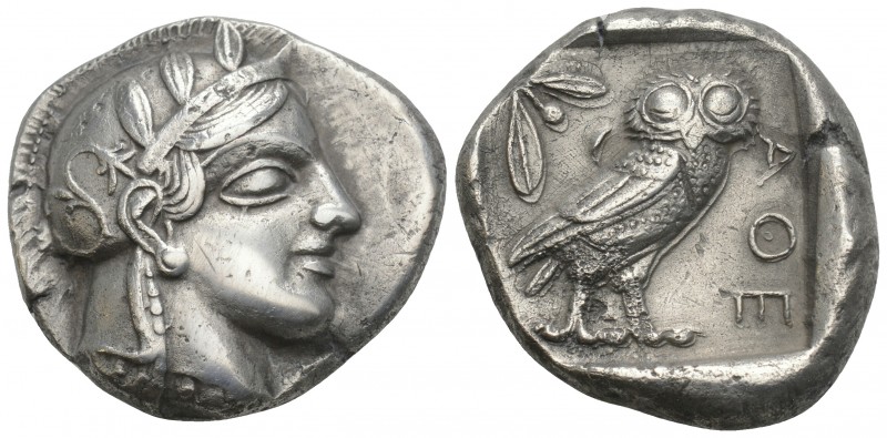 Greek
Attica. Athens circa 454-404 BC. Tetradrachm AR 16.9gr. 26.3mm
Head of Ath...